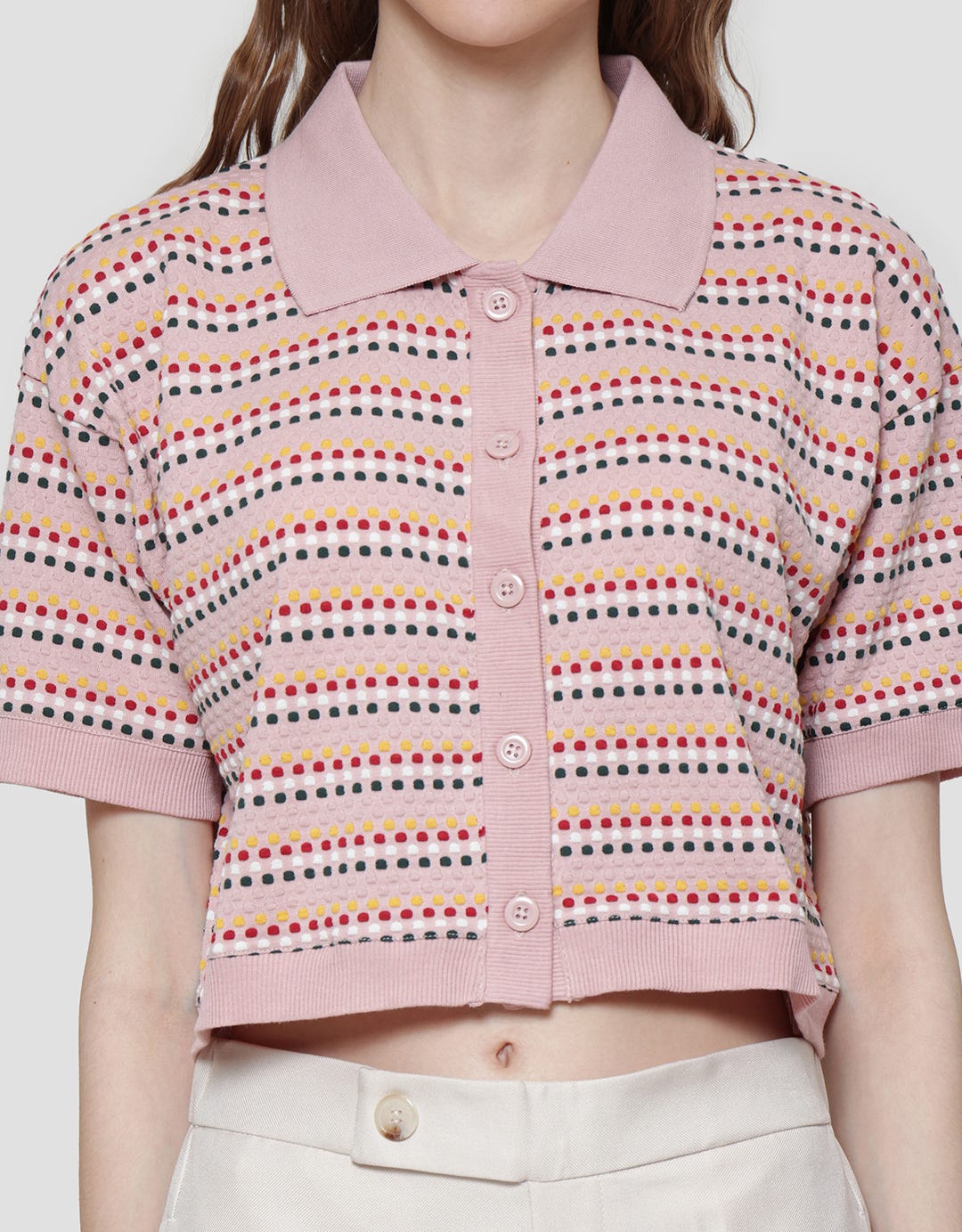 Details Knit Text Kaos Casual Wanita