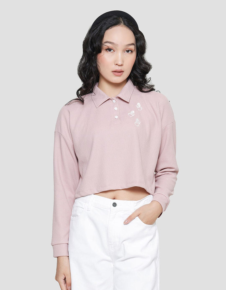 Details of Cropped Waffle Top Women's Sweater
