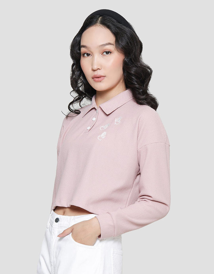 Details of Cropped Waffle Top Women's Sweater