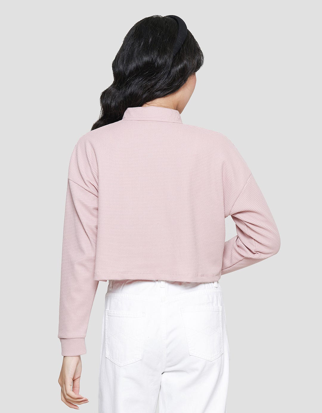 Details of Cropped Waffle Top Women's Sweater