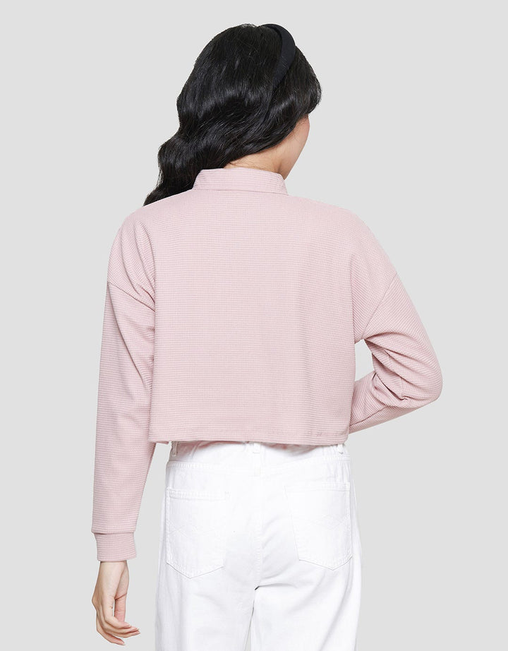 Details of Cropped Waffle Top Women's Sweater