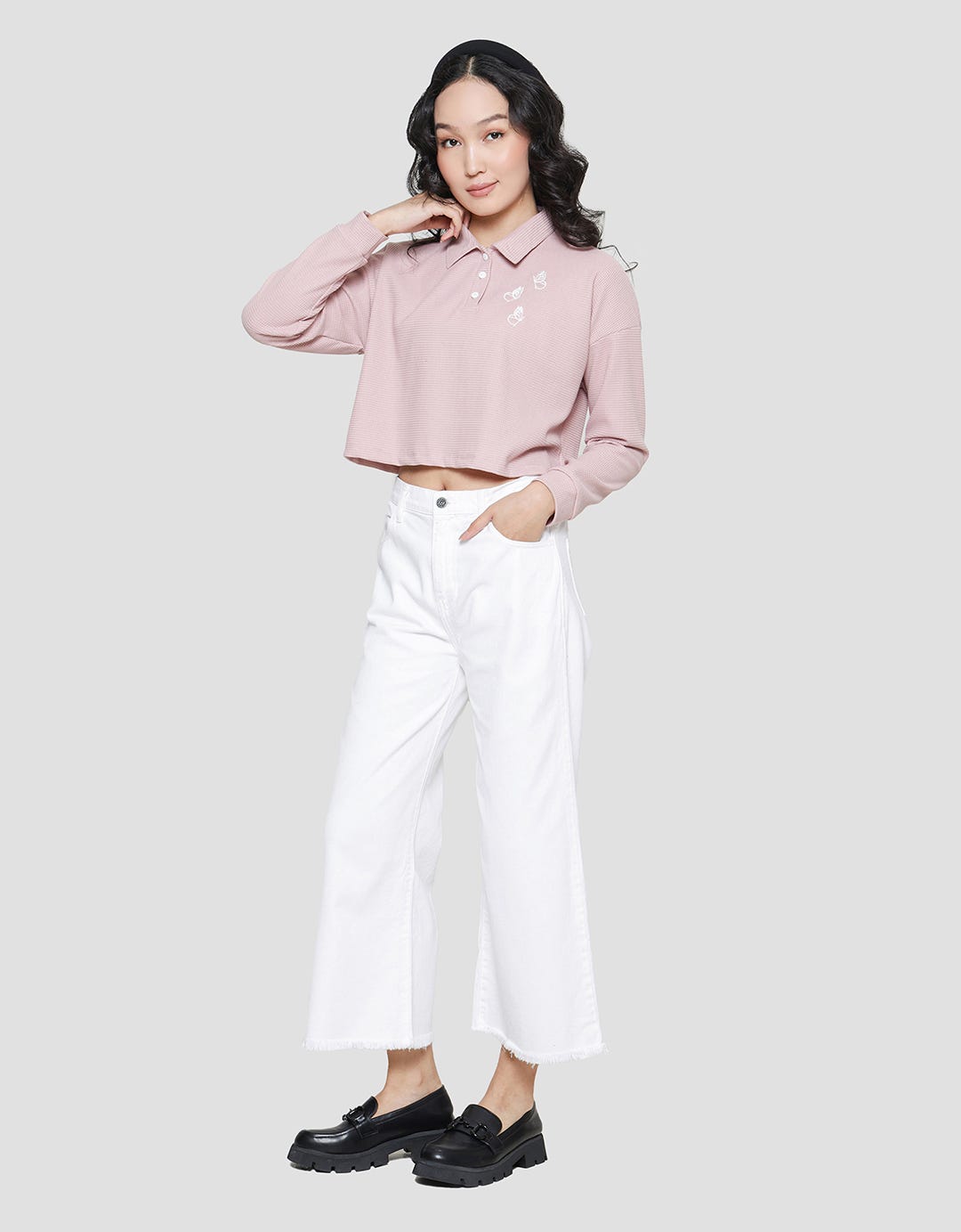 Details of Cropped Waffle Top Women's Sweater