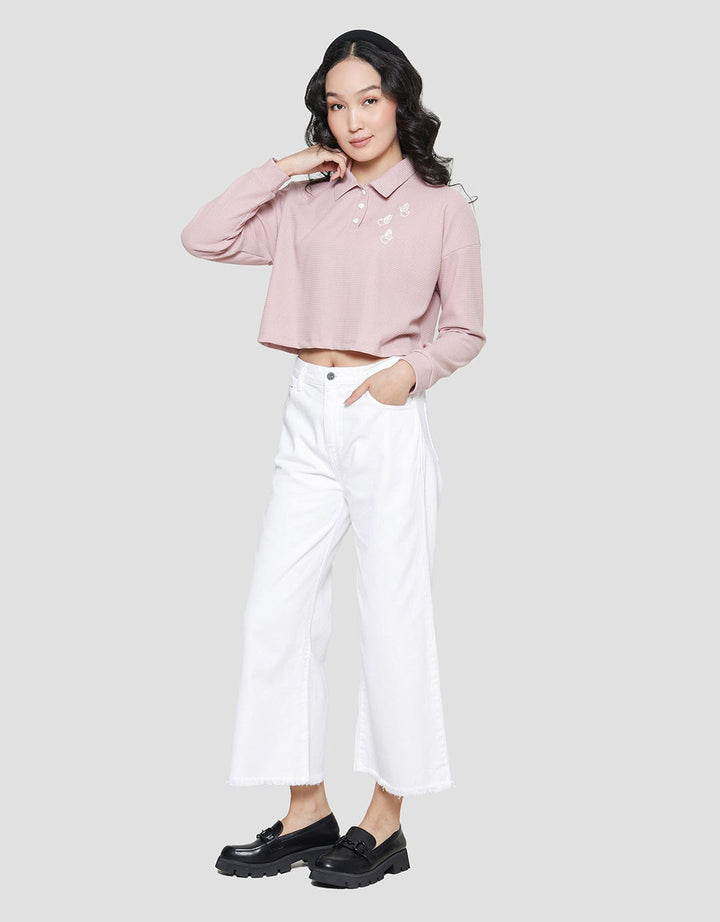 Details of Cropped Waffle Top Women's Sweater
