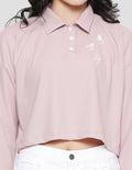 Details Cropped Waffle Top Sweater Wanita