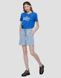 Details Front Button Celana Pendek Denim Wanita