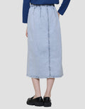 Details Slit And Zipper Rok Panjang Denim Wanita