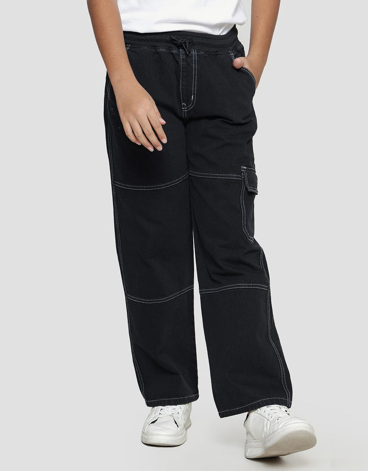 Nevada Rib Polos With Cargo Baggy Fit Celana Panjang Denim Anak Laki-Laki