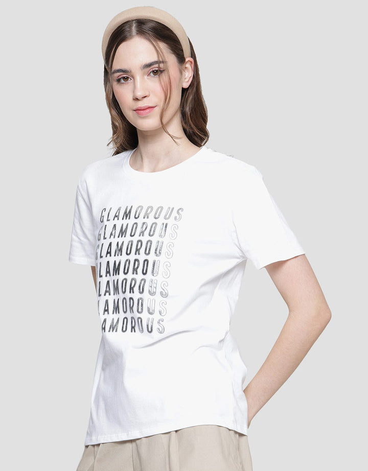 Details Regular Glamorous Foil Women's Short Sleeve T-Shirt