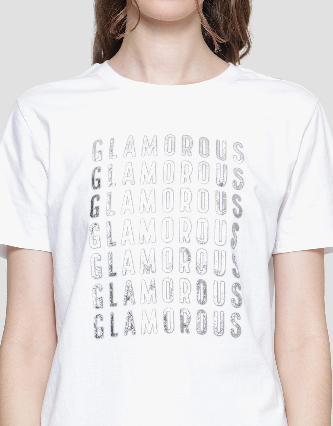 Details Regular Glamorous Foil Women's Short Sleeve T-Shirt