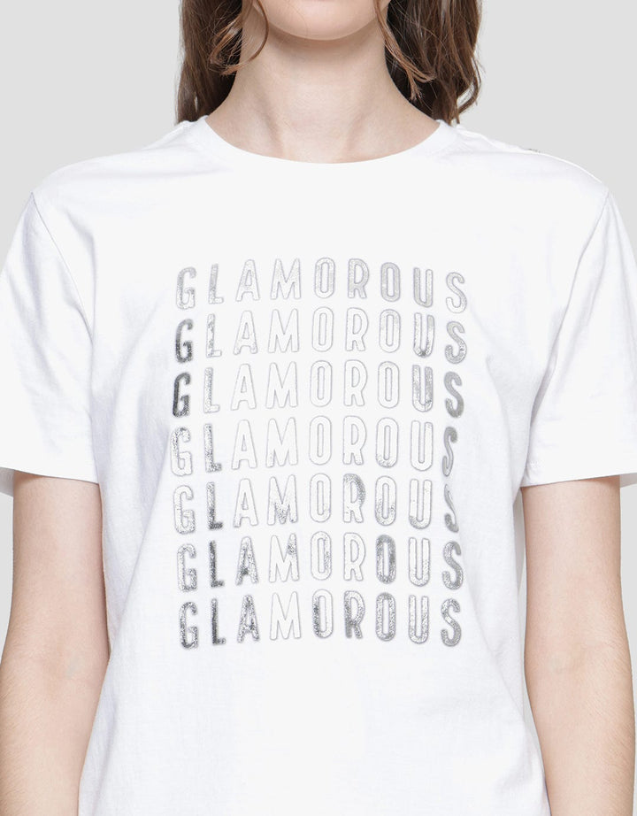 Details Regular Glamorous Foil Women's Short Sleeve T-Shirt