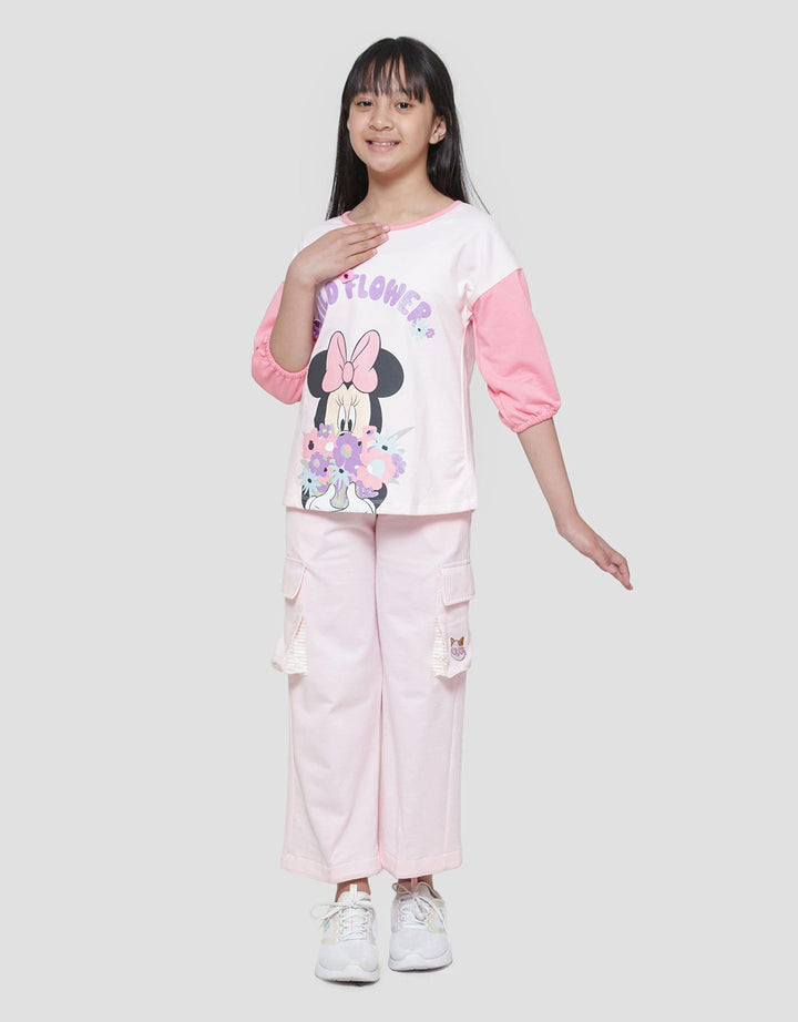 Disney Minnie Wild Flower Kaos Lengan 3/4 Anak Perempuan