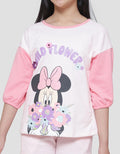 Disney Minnie Wild Flower Kaos Lengan 3/4 Anak Perempuan
