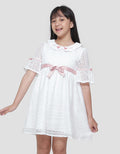 Disney Brokat Minnie Midi Dress Lengan Pendek Anak Perempuan
