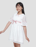 Disney Brokat Minnie Midi Dress Lengan Pendek Anak Perempuan