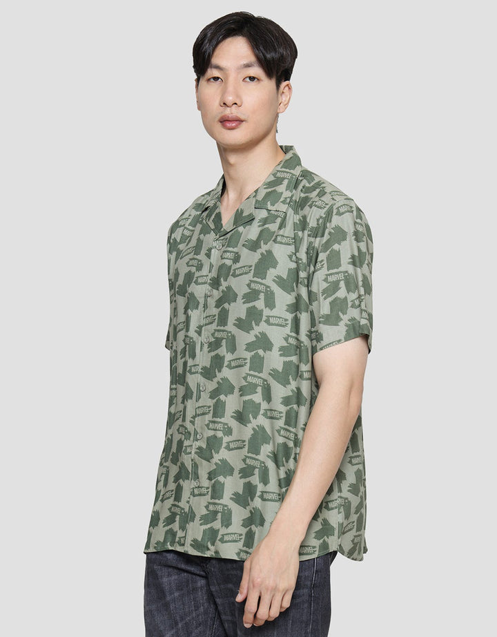 Marvel all Logo Kemeja Casual Pria