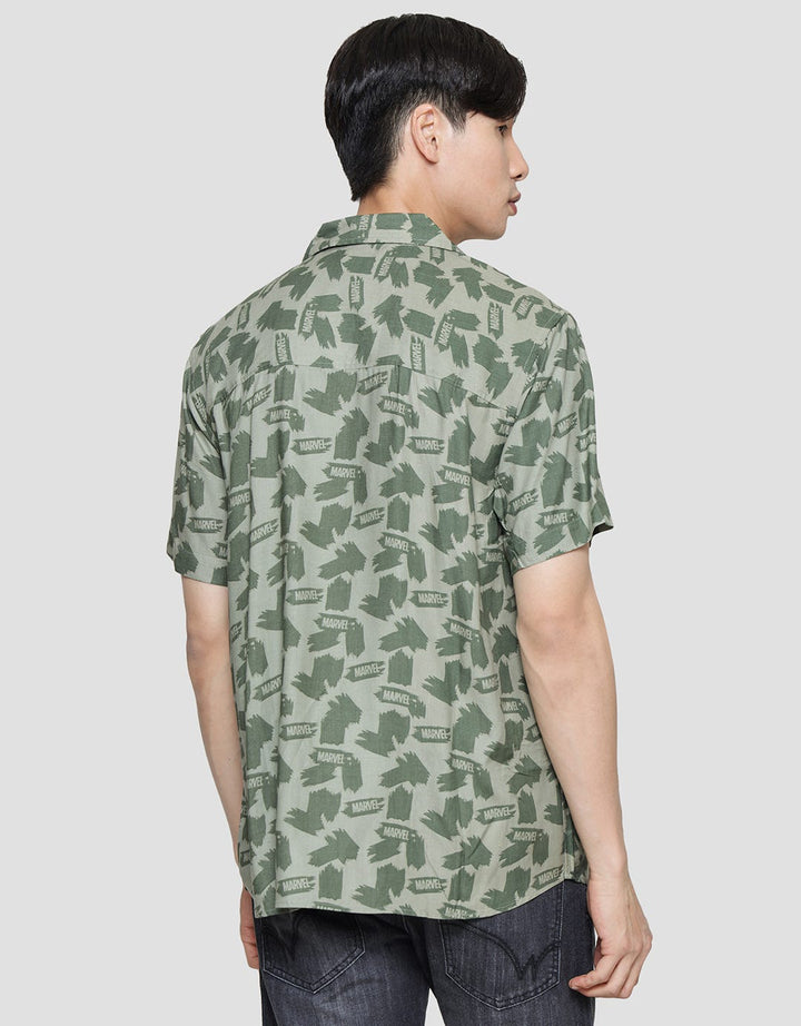 Marvel all Logo Kemeja Casual Pria