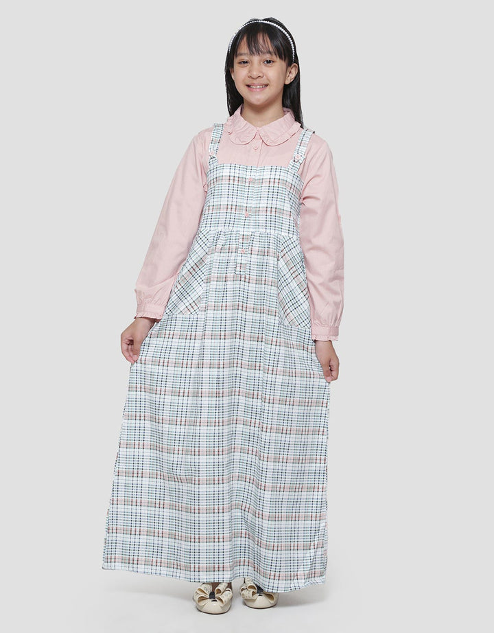 Sweet Miss Leb Modest Overall Kotak Geber Maxi Dress Anak Perempuan