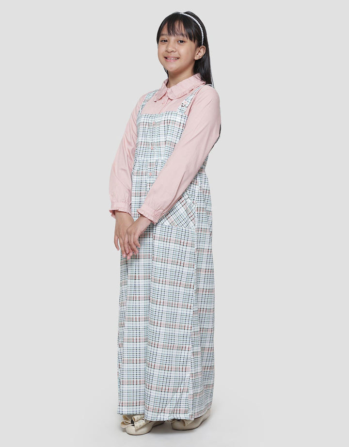 Sweet Miss Leb Modest Overall Kotak Geber Maxi Dress Anak Perempuan