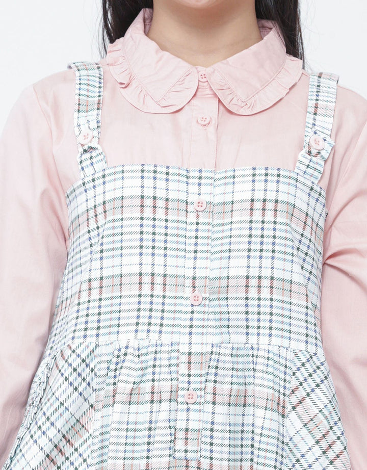 Sweet Miss Leb Modest Overall Kotak Geber Maxi Dress Anak Perempuan