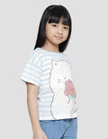 Aero Print Salur Bear Flower Girls T-shirt