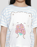 Aero Print Salur Bear Flower Girls T-shirt