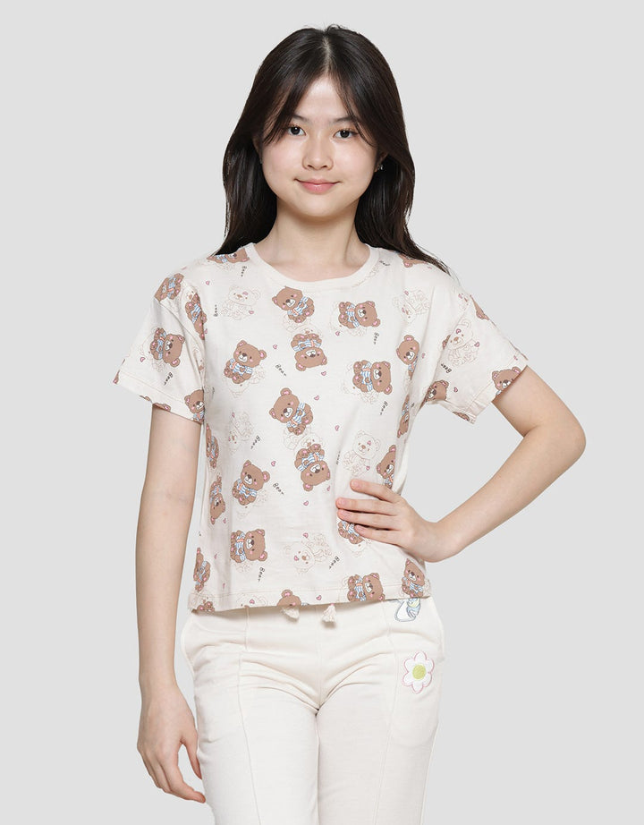Aero Bear Kotak Berry Kaos Lengan Pendek Anak Perempuan