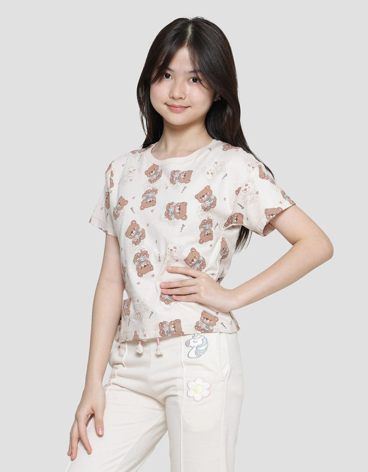 Aero Bear Kotak Berry Kaos Lengan Pendek Anak Perempuan