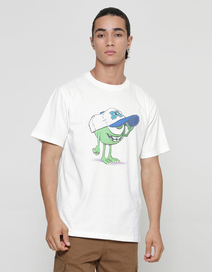 Disney Mike Wazowski Wearing Baseball Cap Kaos Pria