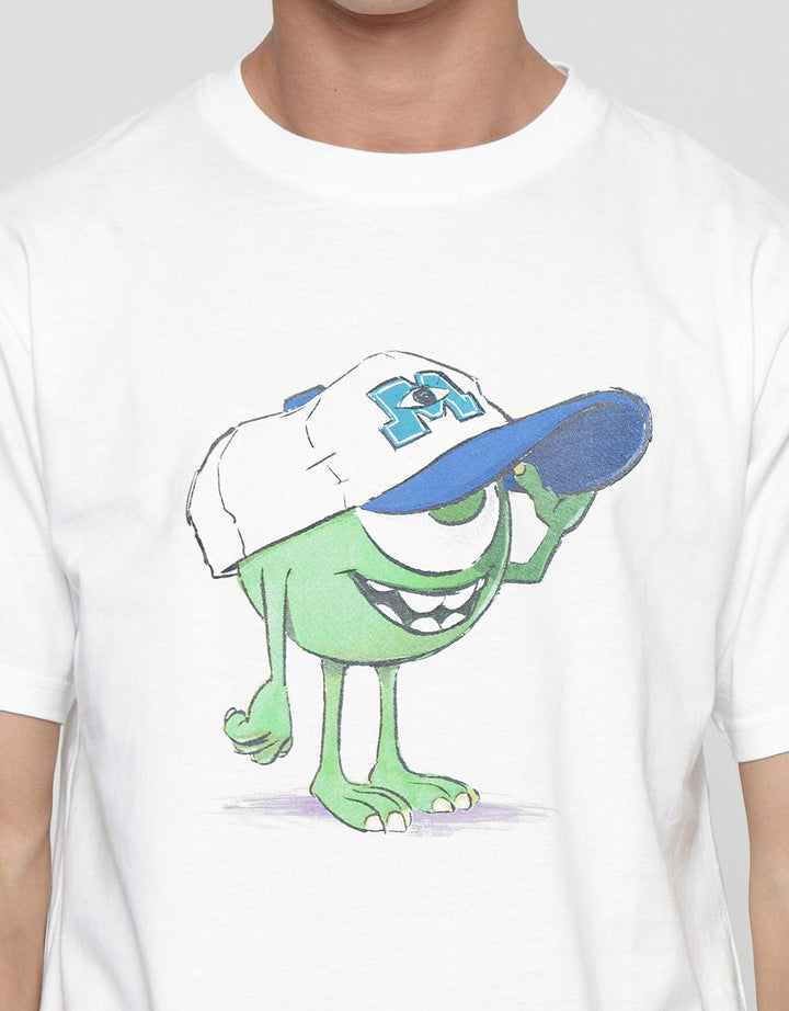 Disney Mike Wazowski Wearing Baseball Cap Kaos Pria