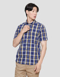 Lois Plaid Print Double Pocket Kemeja Pria