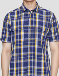 Lois Plaid Print Double Pocket Kemeja Pria