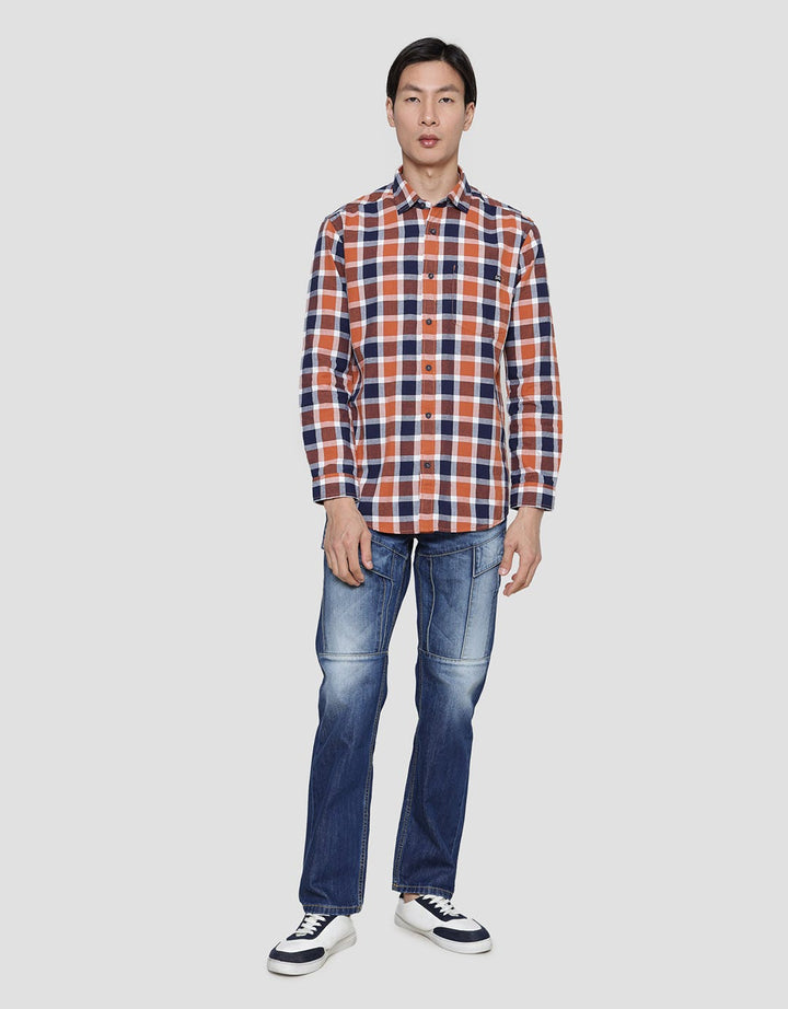 Lois Color Mix Plaid Men's Long Sleeve Shirt