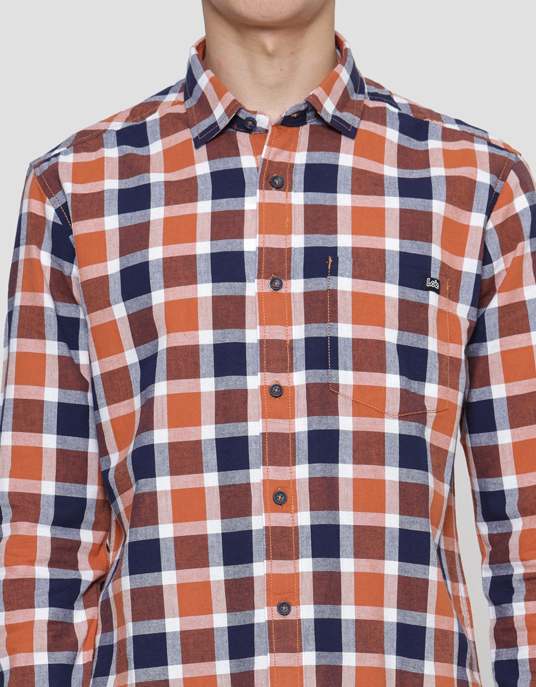 Lois Color Mix Plaid Men's Long Sleeve Shirt