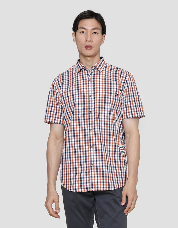 Lois Checked Print Kemeja Lengan Pendek Pria