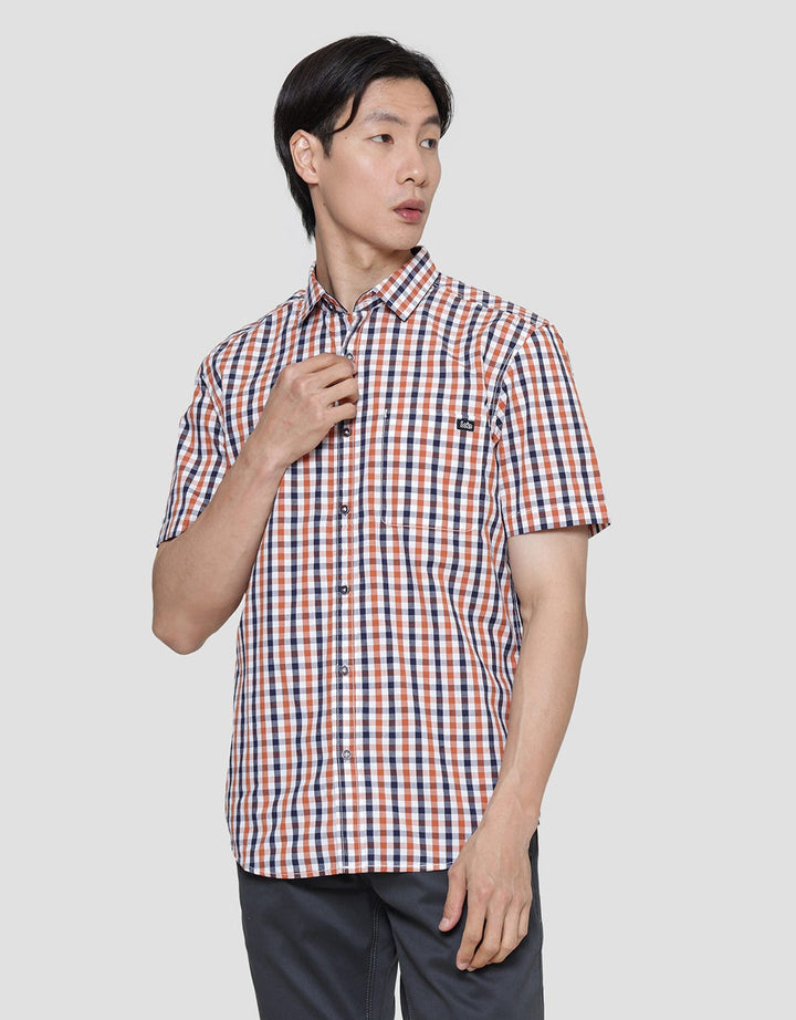 Lois Checked Print Kemeja Lengan Pendek Pria