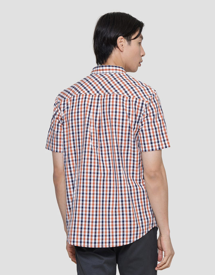 Lois Checked Print Kemeja Lengan Pendek Pria