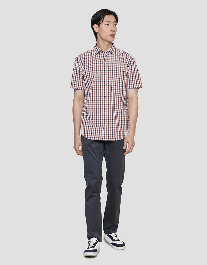Lois Checked Print Kemeja Lengan Pendek Pria