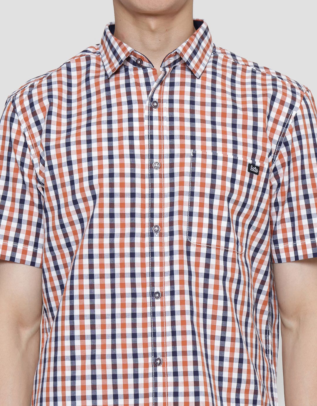Lois Checked Print Kemeja Lengan Pendek Pria