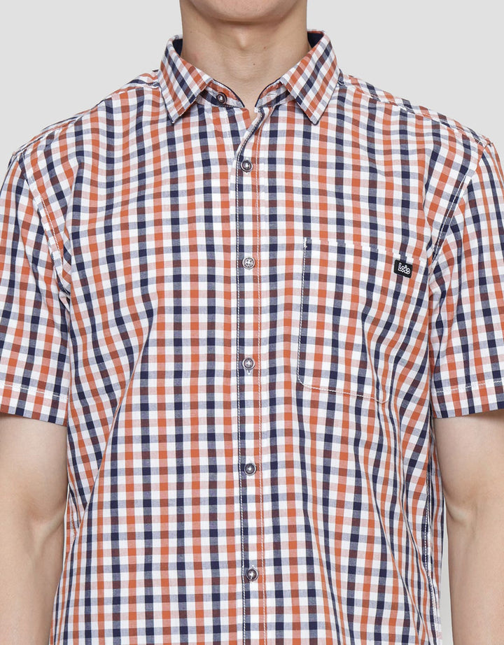 Lois Checked Print Kemeja Lengan Pendek Pria