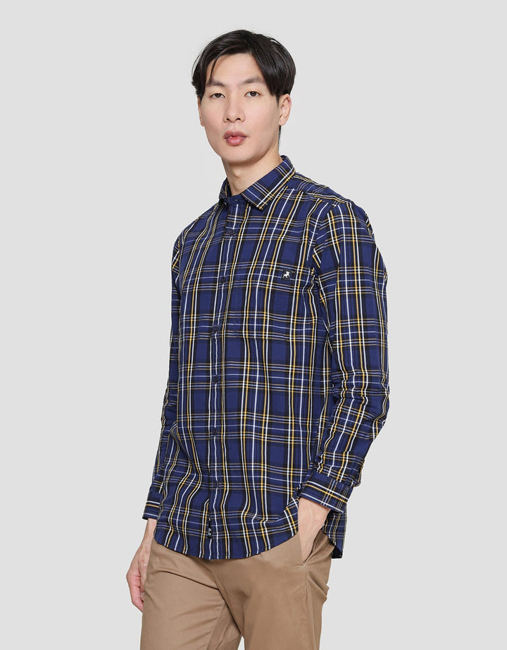 Lois Medium Plaid Print Kemeja Lengan Panjang Pria