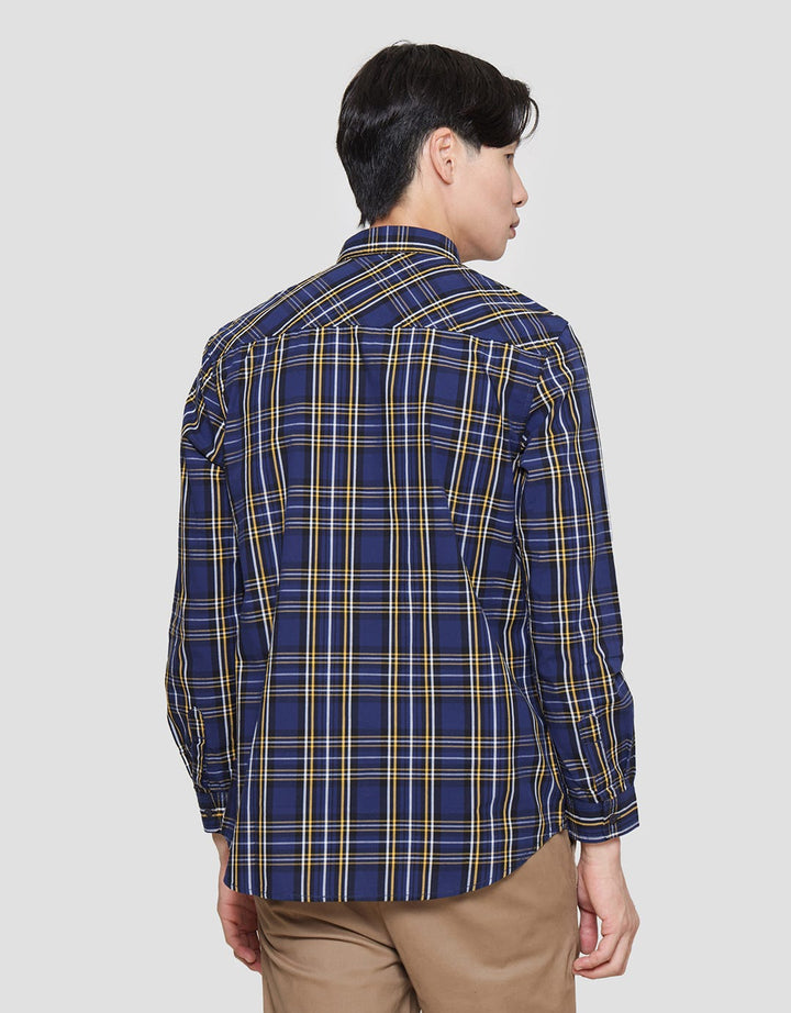 Lois Medium Plaid Print Kemeja Lengan Panjang Pria
