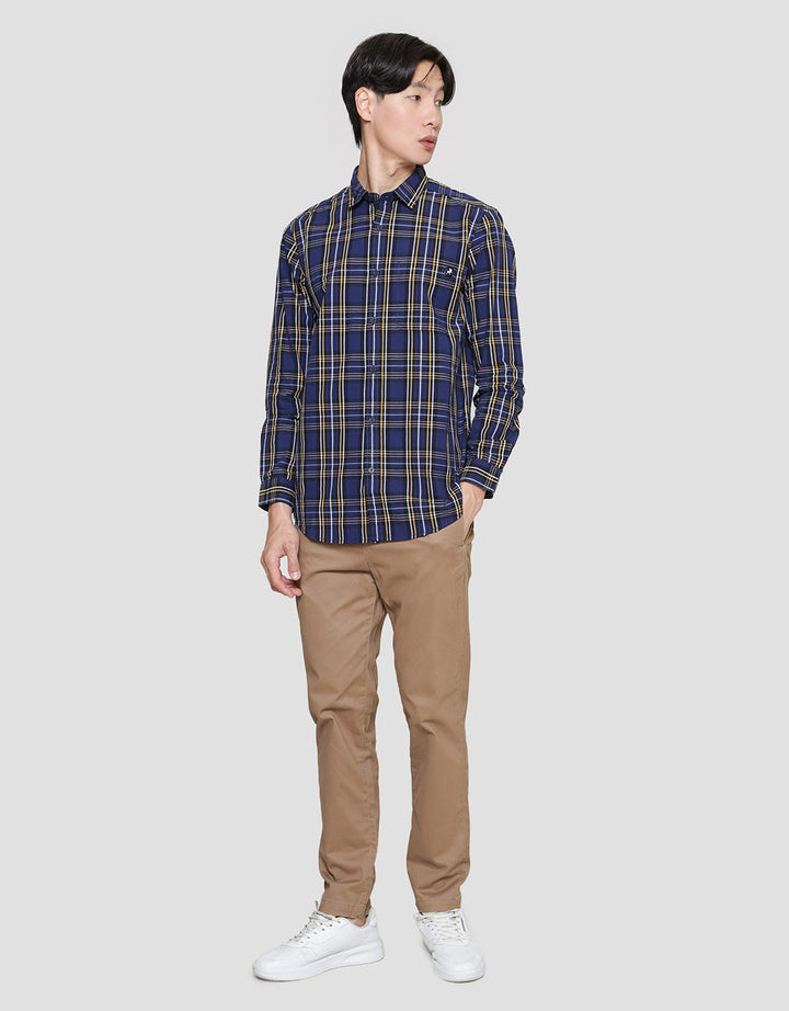 Lois Medium Plaid Print Kemeja Lengan Panjang Pria