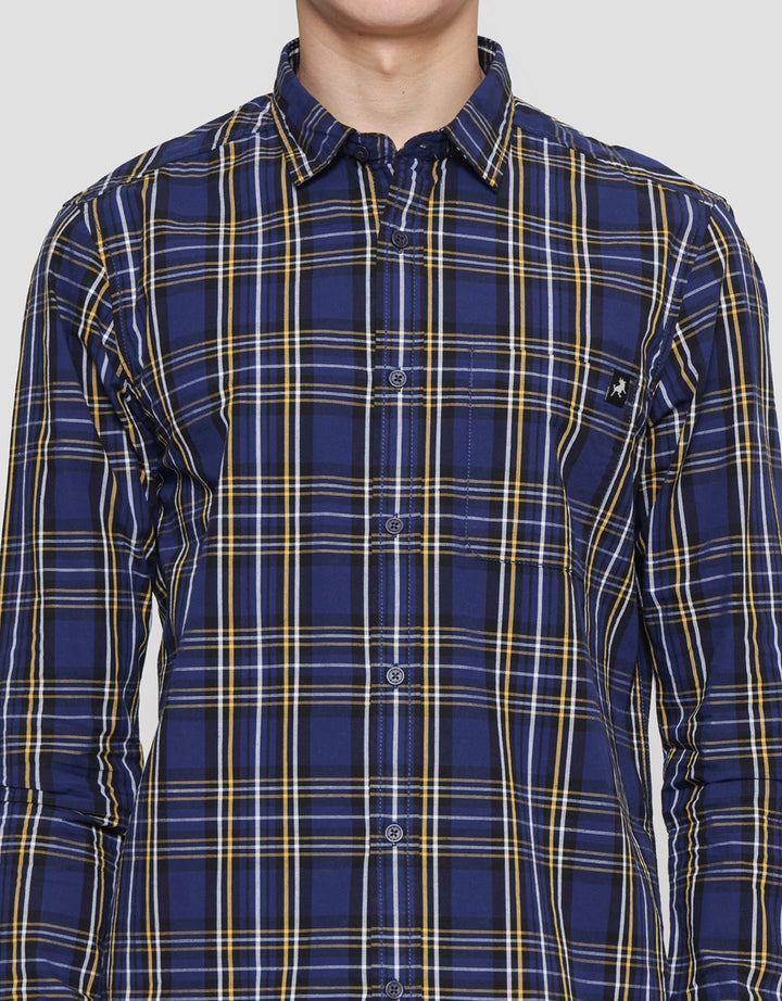 Lois Medium Plaid Print Kemeja Lengan Panjang Pria