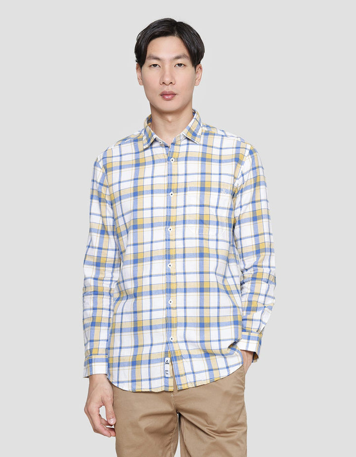 Lois Casual Plaid Look Kemeja Lengan Panjang Pria