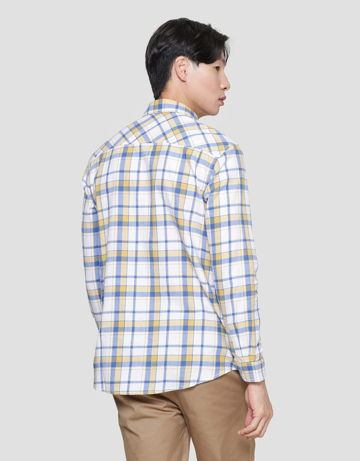 Lois Casual Plaid Look Kemeja Lengan Panjang Pria