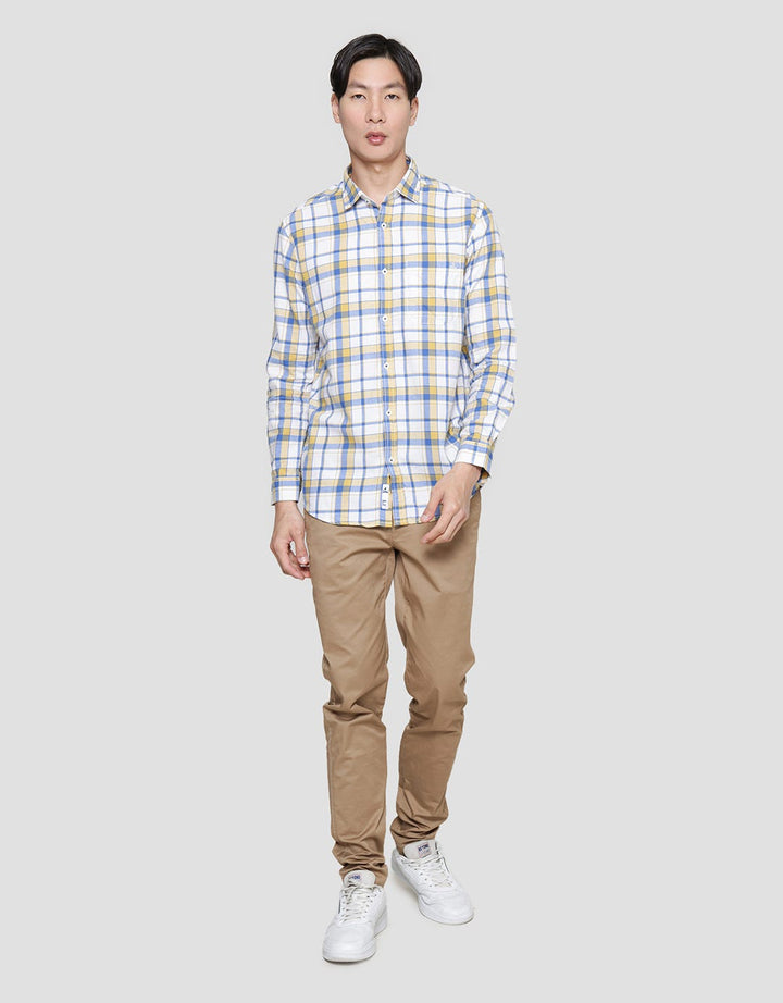 Lois Casual Plaid Look Kemeja Lengan Panjang Pria