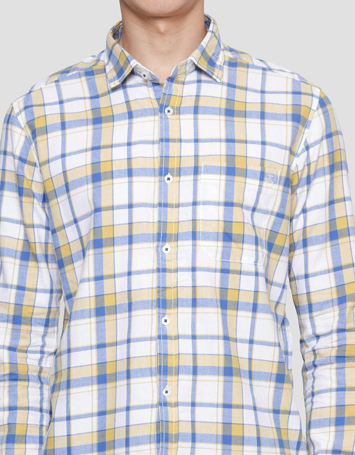 Lois Casual Plaid Look Kemeja Lengan Panjang Pria
