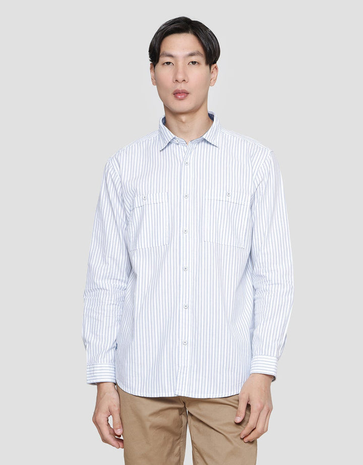 Lois Stripe Print Kemeja Lengan Panjang Pria