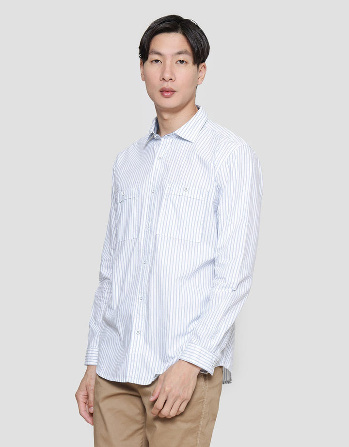 Lois Stripe Print Kemeja Lengan Panjang Pria