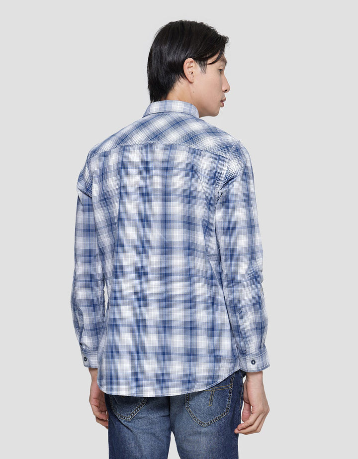 Lois Small Plaid Motif Men's Long Sleeve Shirt